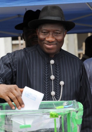 President Goodluck Jonathan casting his vote at the 2011 presidential elections. President Goodluck Jonathan casting his vote at the 2011 presidential elections.