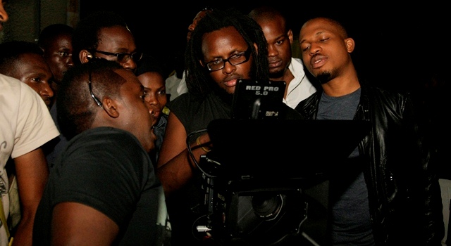 M.I, Clarence Peters and Naeto C on set of the 'Bartender' video shoot