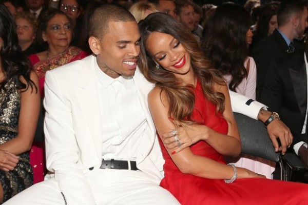 Chris Brown and Rihanna at the 55th Grammy Awards
