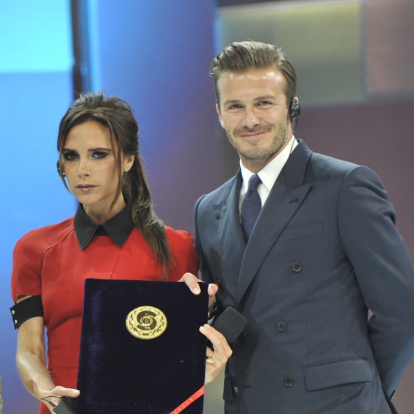 David Beckham and Victoria Beckham attend the 'China Central Television' show. Photo: Bang