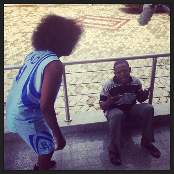 Funke Akindele, Nkem Owoh on set (1)