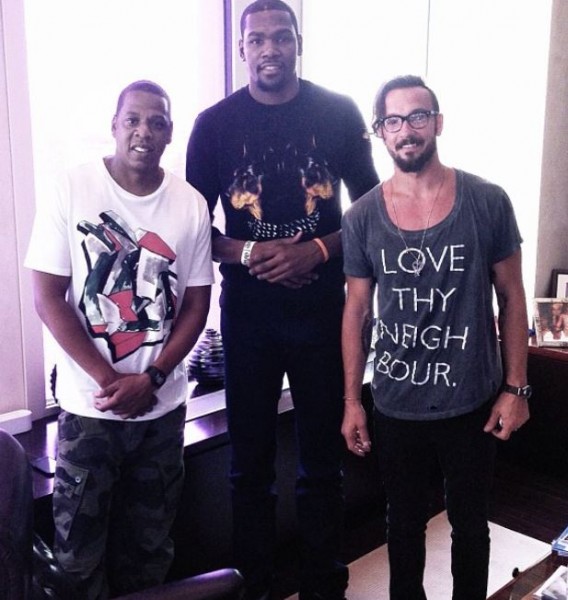 Jay Z, Kevin Durant and Carl Lentz