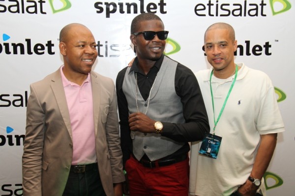 (L-R) :Director, Business Segments, Etisalat Nigeria, Mr. Lucas Dada; Nigerian Rap:Hip-hop Artiste, JJC; and Chief Marketing Officer, Spinlet, Mr. Mark Redguard