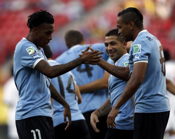 Uruguay's Abel Hernandez celebrating one of his goals, Photo: New York Times