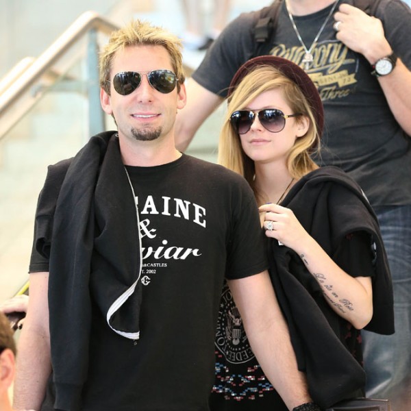 Avril Lavigne and Boyfriend from Nickelback land in Sydney. Photo: Bang showbiz