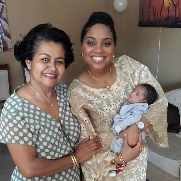 Banky W's mother with Banky's sister