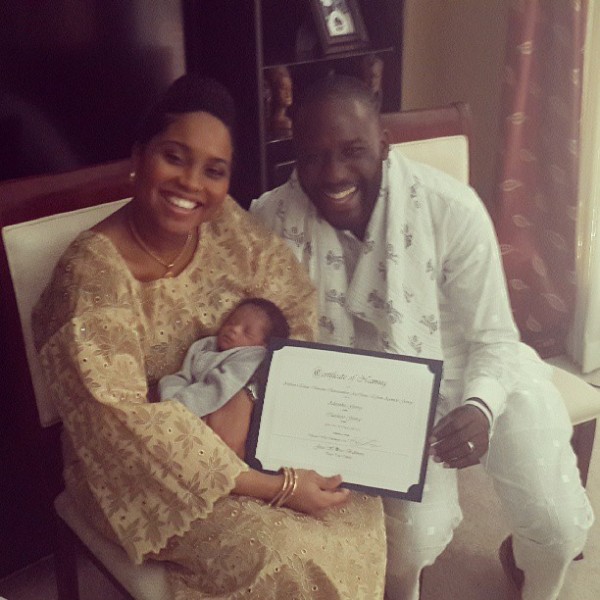 Banky's sister and her husband with their child