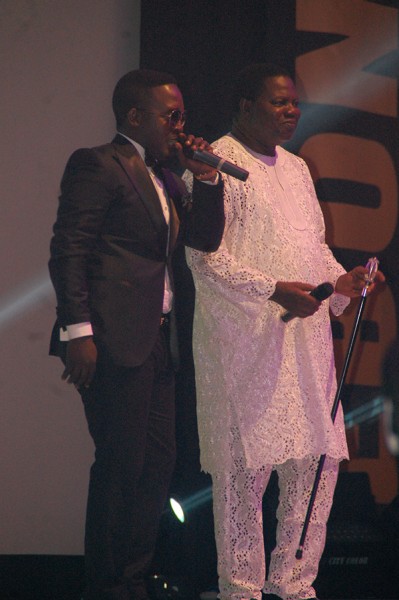 Ebenezer Obe and Chocolate city rapper M.I performed together on stage at the launch of Ebony Live TV on Sunday June 30 at the Eko Hotel and Suites Victoria Island . Photo: Tokunbo