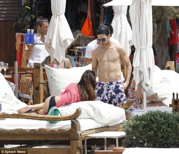Fabregas and Semaan are enjoying an extended break in Ibiza after the Confederations Cup