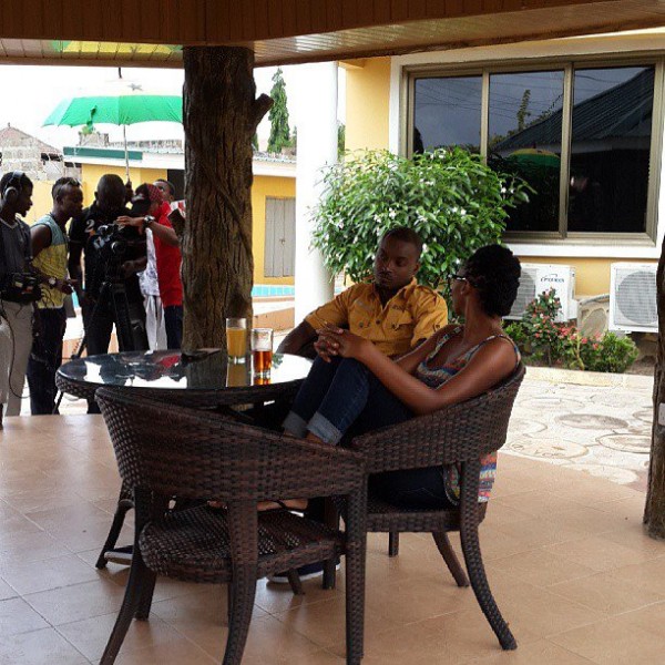 PHOTO: Nse Ikpe Etim on the set of Purple Rose