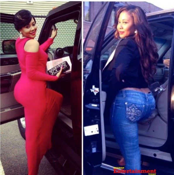 Hopping into her SUV: Tillya shows her curvy look before jumping into her whip...