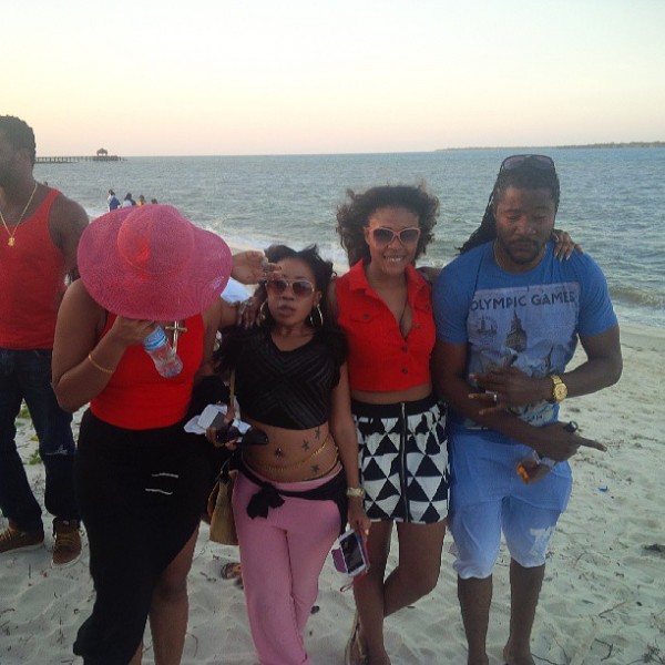 Moyo Lawal, Mimi and Charles on the beach