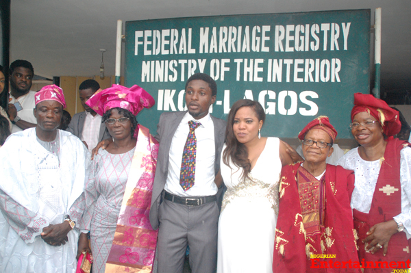 The couple with their parents