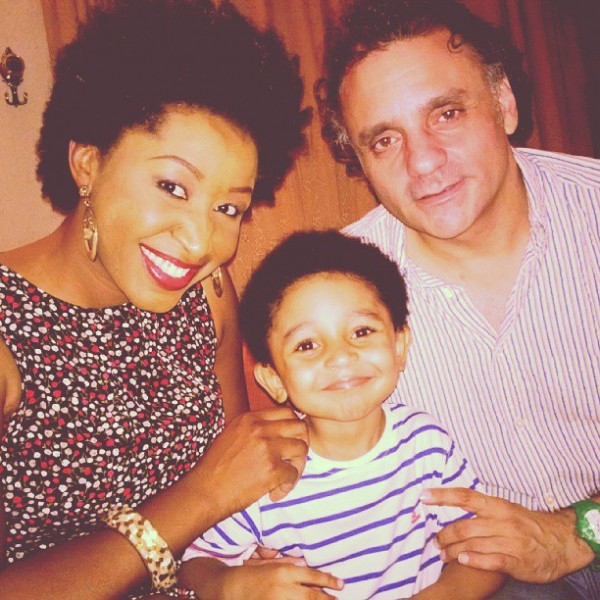 Ashionye with husband Carl Raccah and their son
