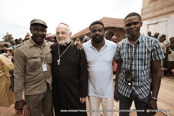 Behind-the-scene shoot from 'October 1' movie - Director (Pat Nebo), a good Actor Colin David Reese, a good Director Kunle Afolayan and a good D.O.P (Yinka Edward).