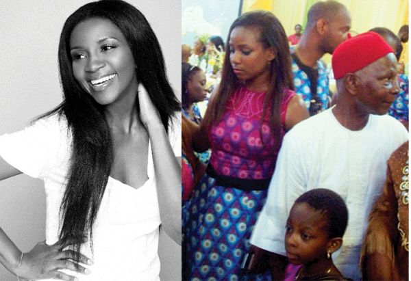 Genevieve Nnaji, Daughter and family during a thanksgiving