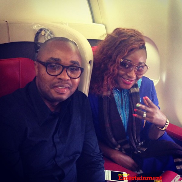 Deuces peops: Ini Edo and husband Philip Ehiagwina on their way to London. Photo: Instagram