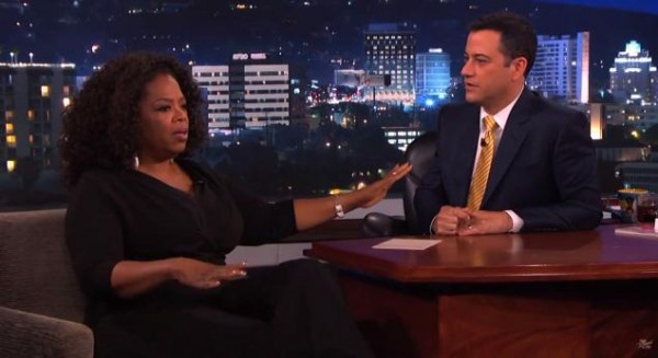 Oprah Winfrey gives away a car to an audience member on 'Jimmy Kimmel Live' Wednesday