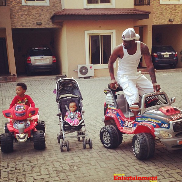 Peter Okoye with his children - Cameron and Aliona