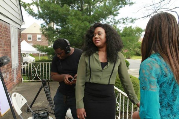 Stella Damasus on set of Daniel Ademinokan's drama web series Mix Match