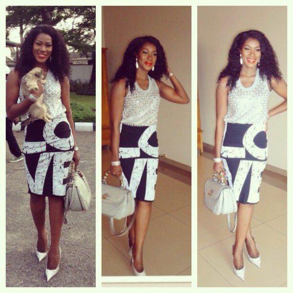 Stephanie Okereke Idahosa poses with her cute pup, Rubby, photo: Instagram
