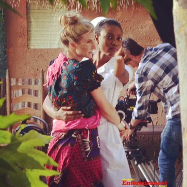 Yvonne Nelson on the set of her movie 'One Night In Vegas' - with Viva Bianca