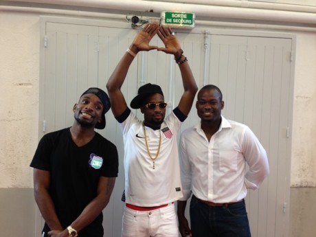 Kayswtich, Dbanj and Brand Manager, Moet Hennessy, Lere Awokoya at the Chateau De Bagnolet, the home of Hennessy in Cognac