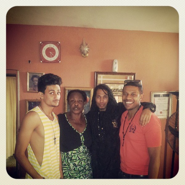 Bassey, Angelo, Bimp with Beverly Osu's mother in Lagos