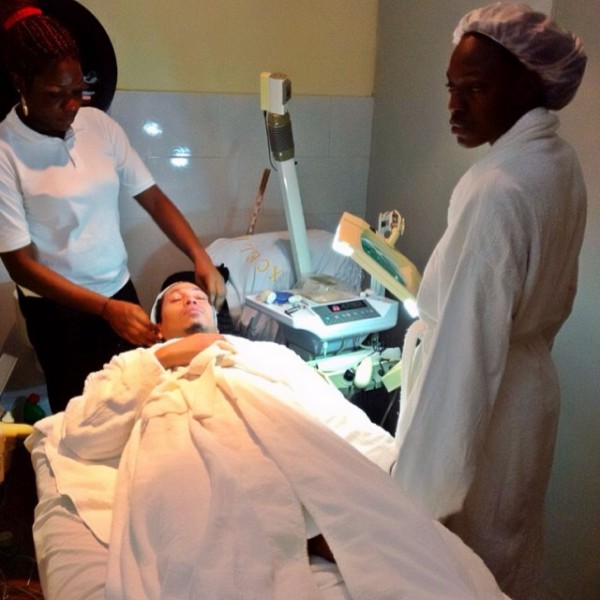 Beverly Osu watches Angelo get spa'ed up