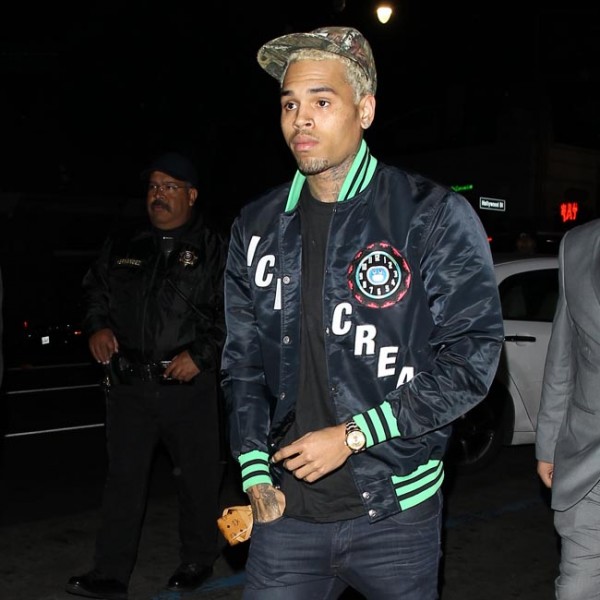 Singer Chris Brown arrives at Supperclub to hang out with friends