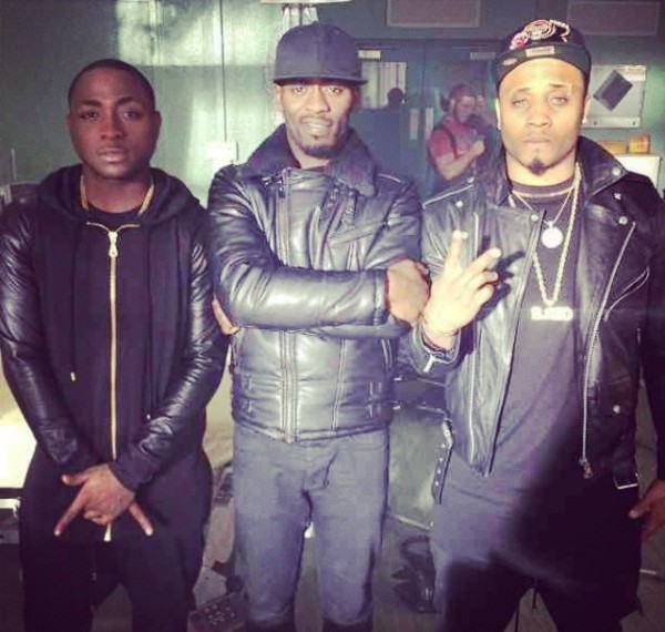 Davido, video director Moe Musa and B.Red on the set of Skelewu' video shoot. Photo: Instagram