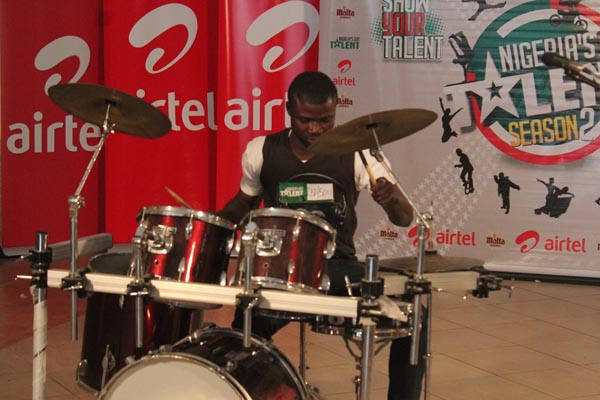 Drummer showcasing his act