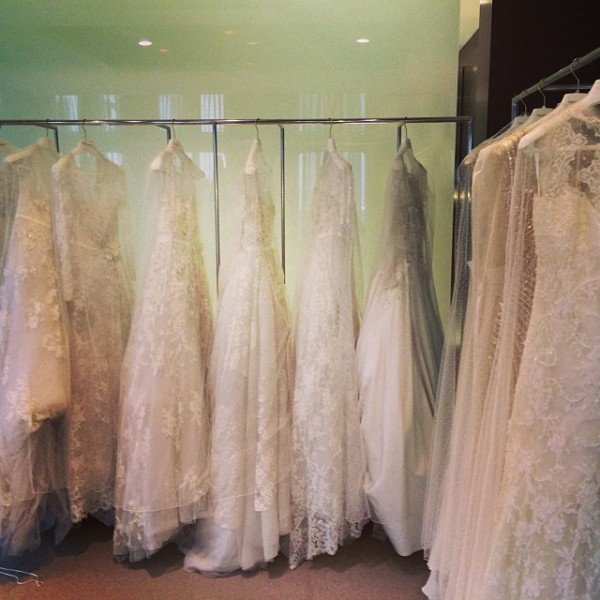 Tiwa Savage posted this photo of a collection of wedding gowns, presumably in a clothing store