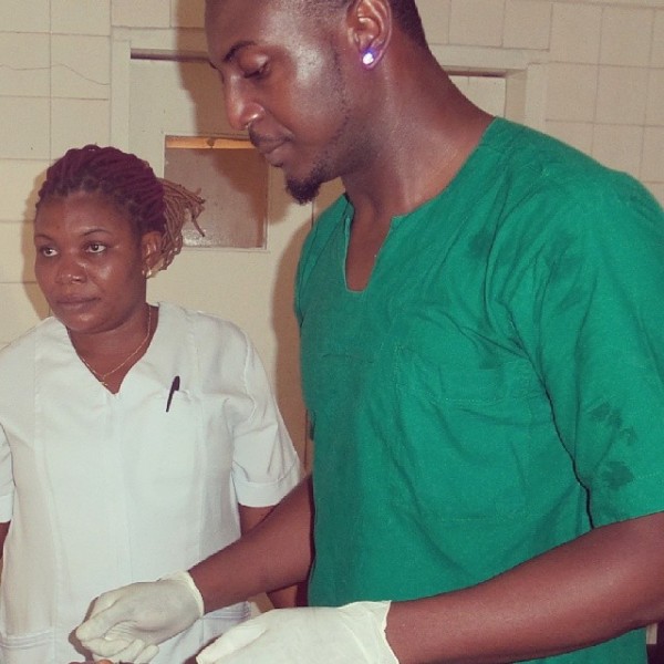 Joseph 'Papii J' Ameh posted this photo of himself in the maternity ward. Photo: Instagram