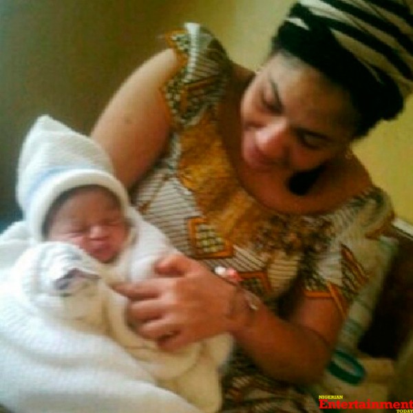 Kannywood actress Safiya Musa and her new born baby. Photo: Seun Oloketuyi