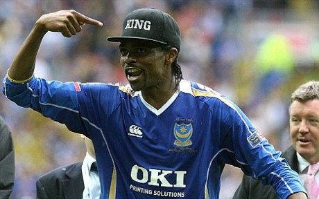 Portsmouth's Nwankwo Kanu celebrates victory after the final whistle during the FA Cup Final at Wembley Stadium, London. Photo: PRESS ASSOCIATION