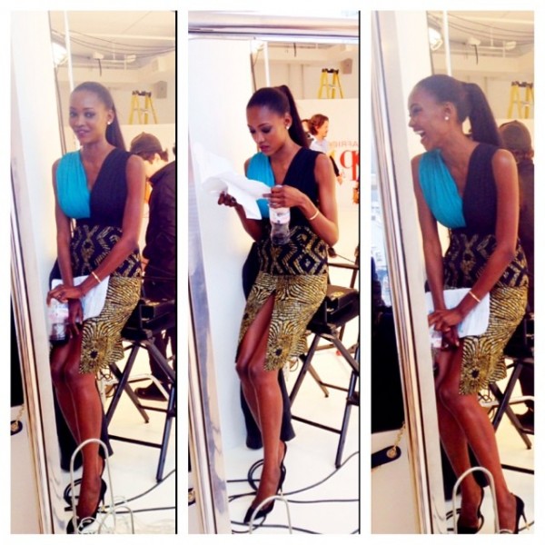 Oluchi Orlandi rocks this very high slit skirt for the finale of the Africa's Next Top Model, January 2014
