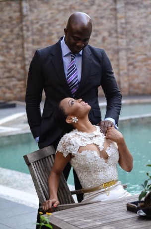 Wedding picture of Toke Makinwa and Maje Ayida