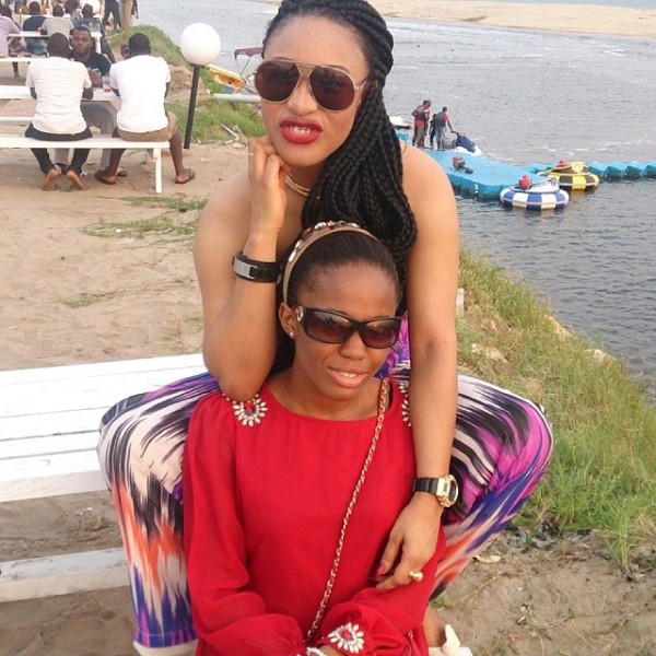 Tonto Dike and her 'maid' Tonto Dike and her 'maid'