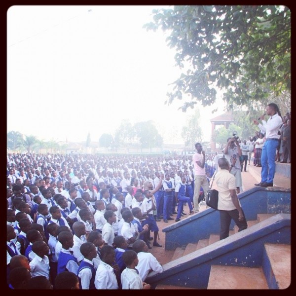 Flavour visits alma mater in school uniform (4)