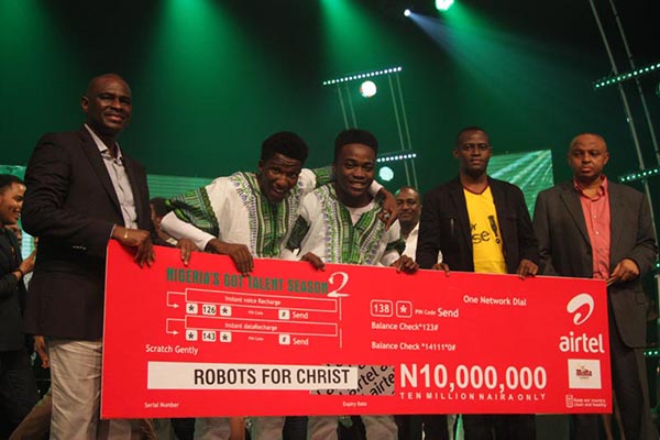 Elated 'Robots For Christ' dance group with Airtel, Malta Guiness and RBF managements Robots of Christ with Airtel, Malta Guiness and RBF managements