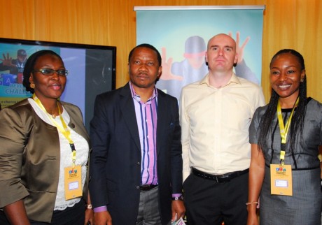L – R Mrs. Fehintola Mustapha, GM, Customer Relations, Mr. Kola Oyeyemi, GM, Consumer Marketing, Mr. Larry Annetts, Chief Marketing Officer, Ms. Ugonna Nwoye, GM, Product and Innovation, all of MTN Nigeria at the launch of MTN App Developer Challenge at the Southern Sun Hotel, Ikoyi. Photo: mobileworldmag