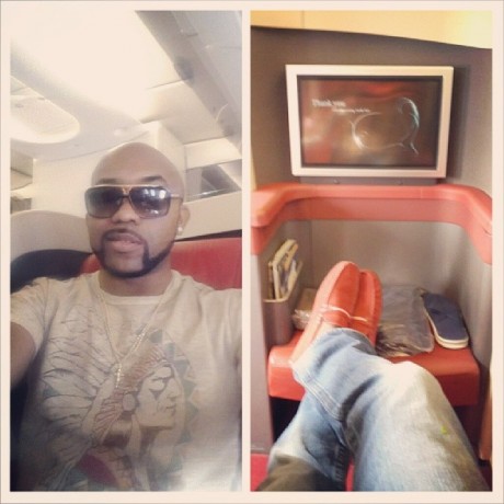 Banky W aboard an Arik Air flight bound for Lagos Banky W aboard an Arik Air flight bound for Lagos