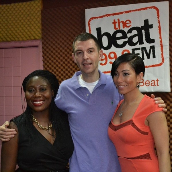 Gbemi Olateru-Olagbegi, Tim Westwood and US singer Bridget Kelly at The Beat FM 99.9 studios. Photo: Instagram