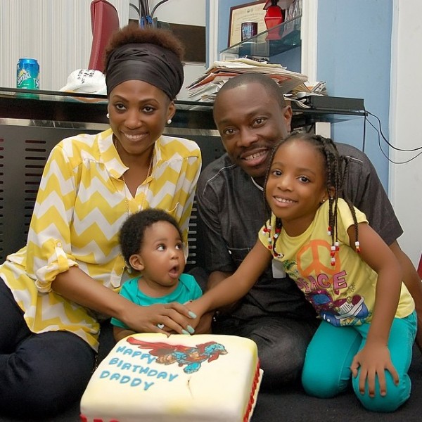 Julius Agwu and wife Ibiere with their kids Zahara and Zadok