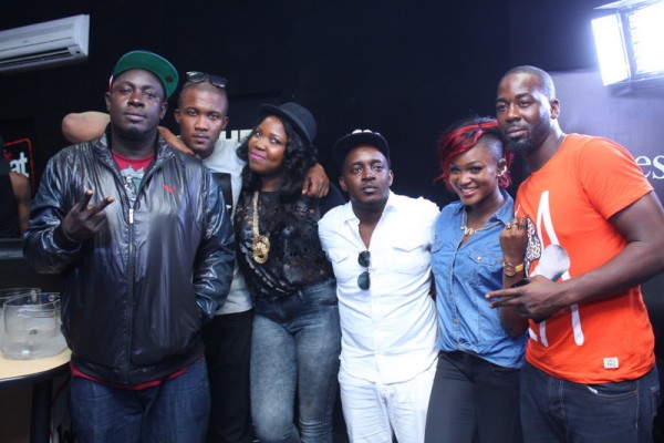 Nigerian Hip-Hop artistes - Modenine, Teck, Sasha, M.I, Eva and Ghost at the first episode of Hip-Hop show 'The VS Class'