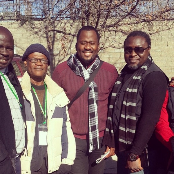 Desmond Elliot flanked by fellow students Photo: Instagram