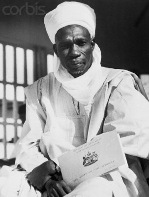 1963, Addis Ababa, Ethiopia --- Addis Ababa, Ethiopia: Premier Sir Abubakar Tafawa Balewa of Nigeria at African Summit Conference. --- Image by © Bettmann/CORBIS