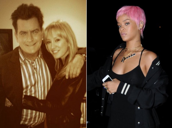 Charlie Sheen and Brett Rossi, Rihanna Wednesday night at Giorgio Baldi. Photo - Twitter, Splash News