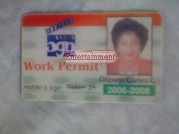 Clarion Chukwura's work permit Photo: Olamide Jasanya/NET